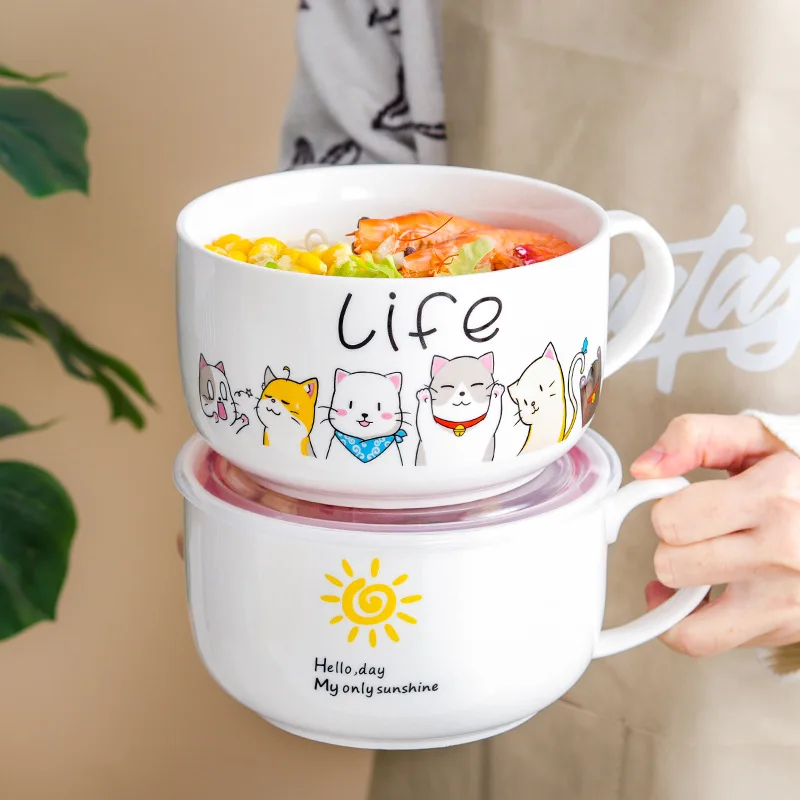 Meal Prep Plan - Cartoon Ceramic Instant Noodle Bowl Sealed