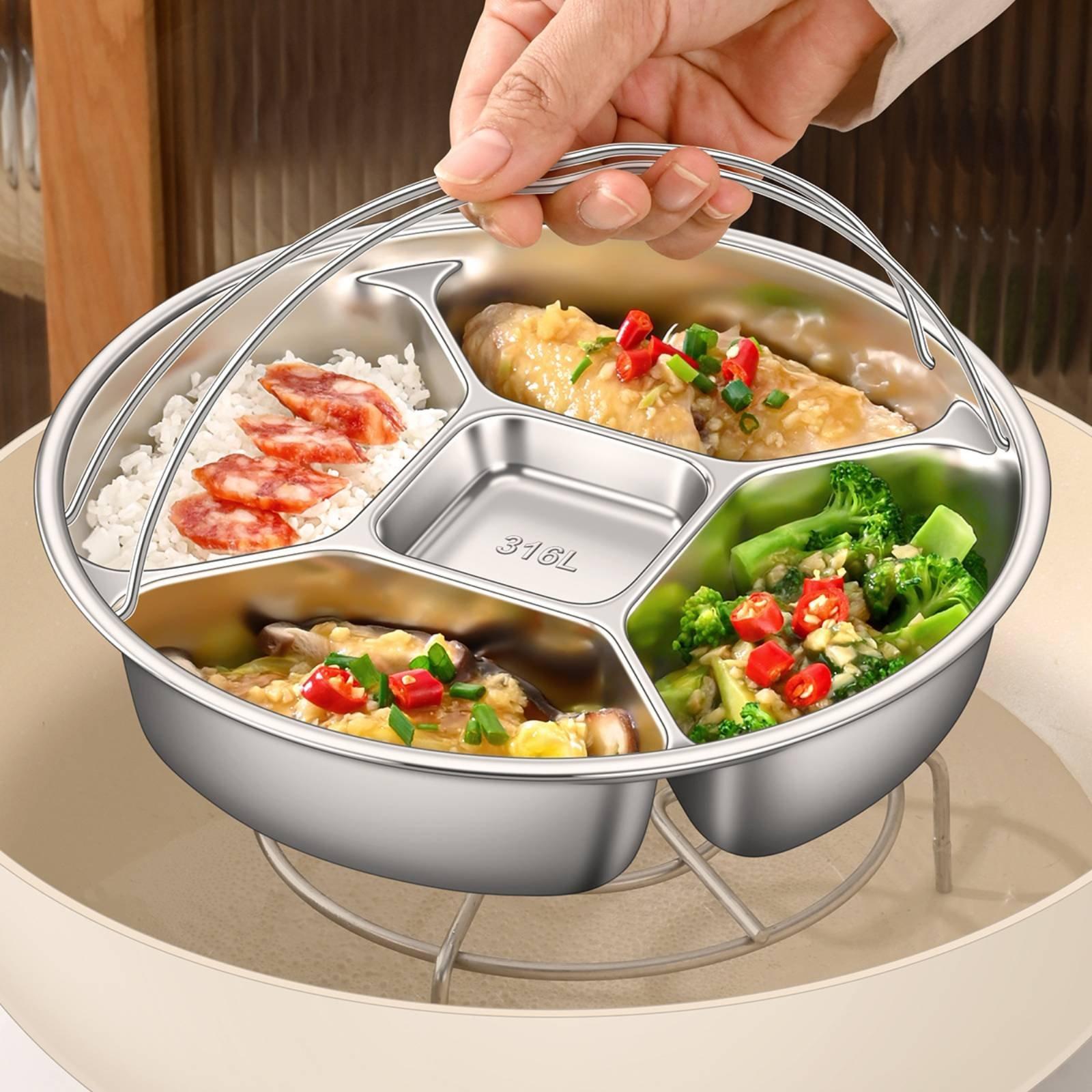 Meal Prep Plan - Stainless Steel Plate Multi-compartment Portion Plate