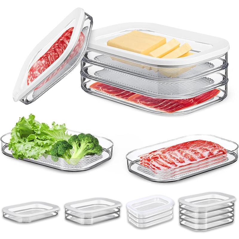 Meal Prep Plan - Stackable Meat Container for Fridge Clear
