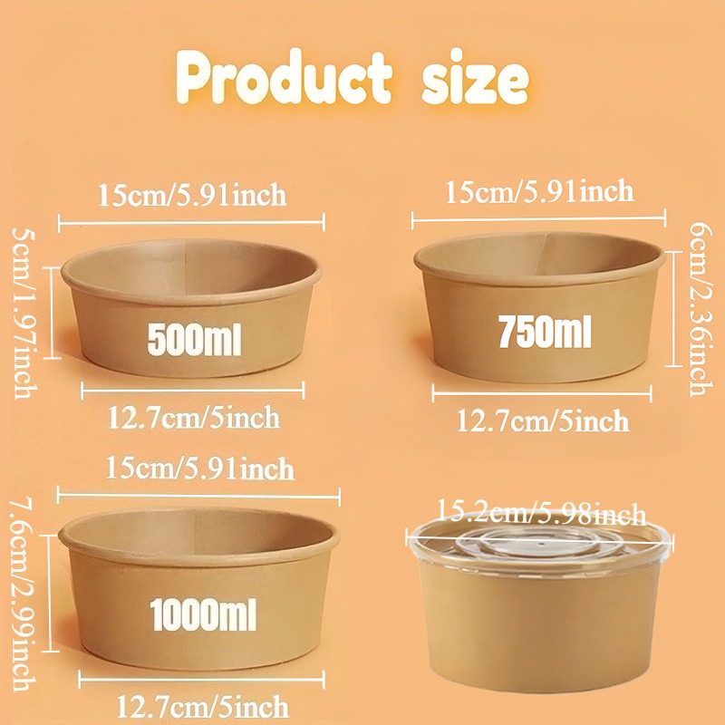 Kraft Paper Round Bowls Dispos - огляд і ціна Meal Prep Plan