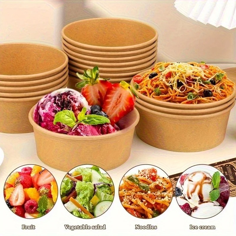 Kraft Paper Round Bowls Dispos - огляд і ціна Meal Prep Plan